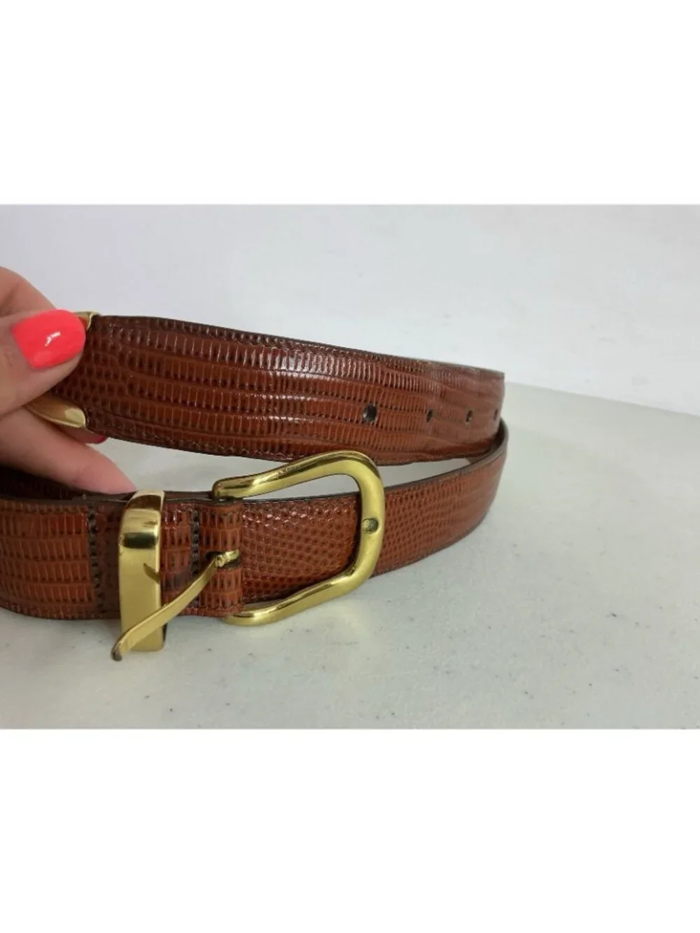 Jos A Bank Mens Leather Belt Gold Buckle Made USA Mens 46